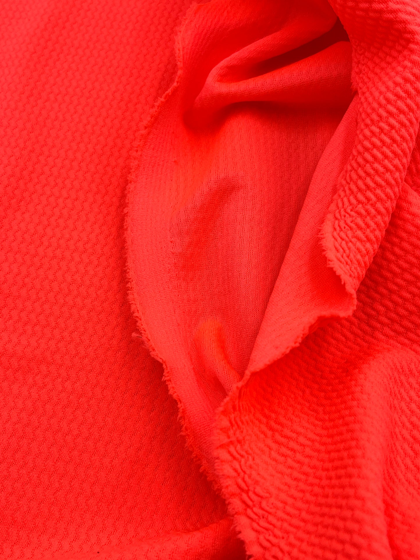 1 Yard 7 Inches Neon Orange Waffle Knit, Designer Deadstock