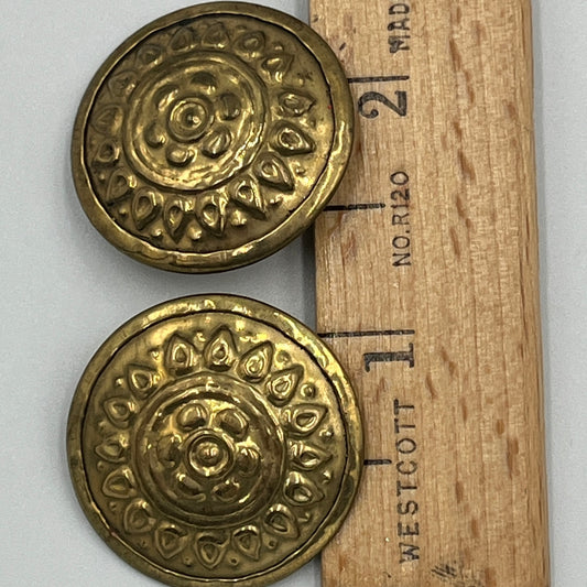 Two 1 1/8 Inch Vintage Metal Buttons