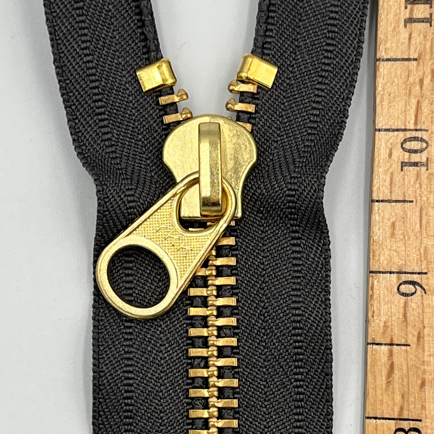 13” Heavy-Duty Brass Zipper, Grey Tape