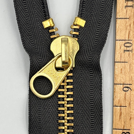 13” Heavy-Duty Brass Zipper, Grey Tape