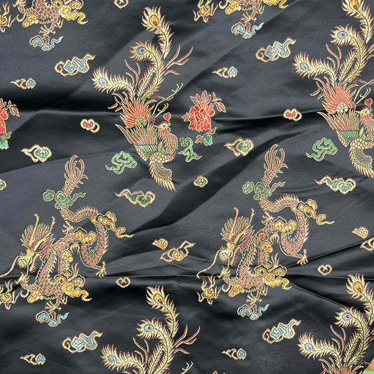 2 5/8 Yard Asian Brocade Print, Poly Satin, FLAW
