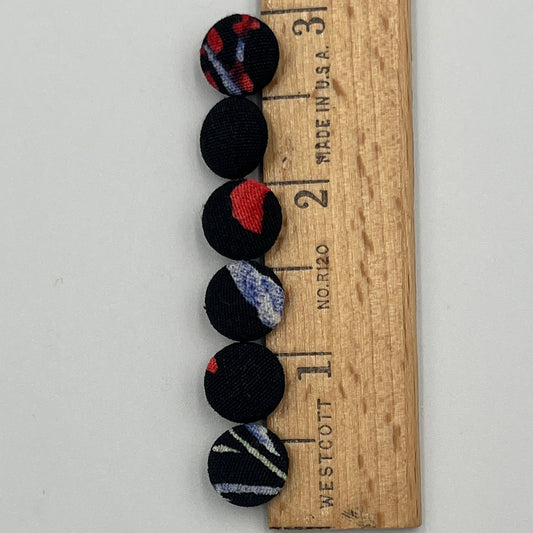 6, 3/8 Inch Fabric Covered Buttons
