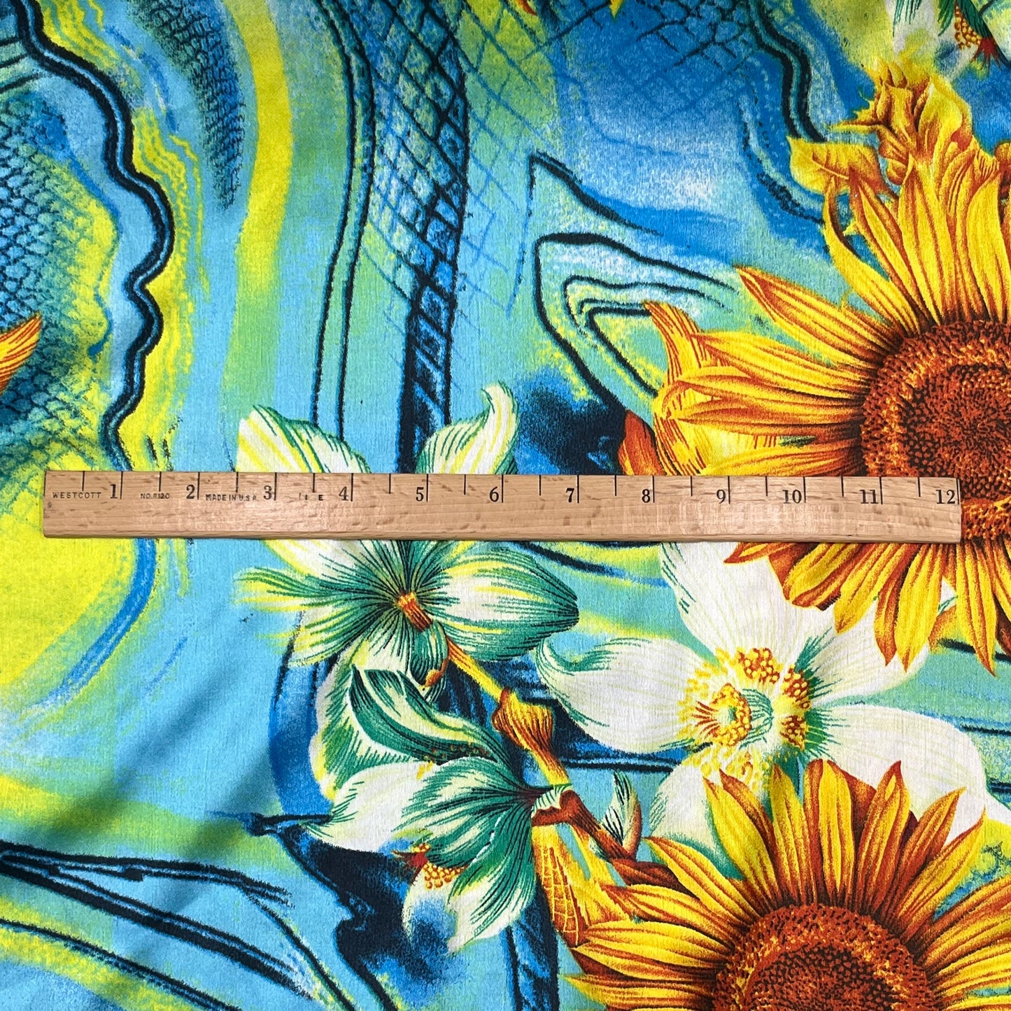 2 8/10 Yards Tropical Sunflower Print - Polyester Charmeuse