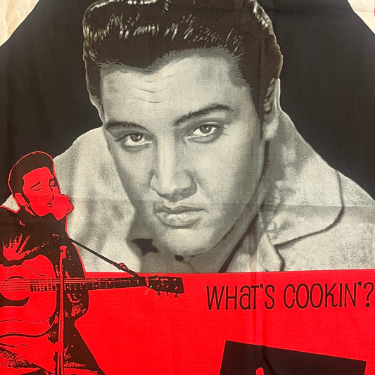 Vintage Elvis Presley Apron Panel, “What’s Cookin’?” BBQ Recipe Print, Cotton