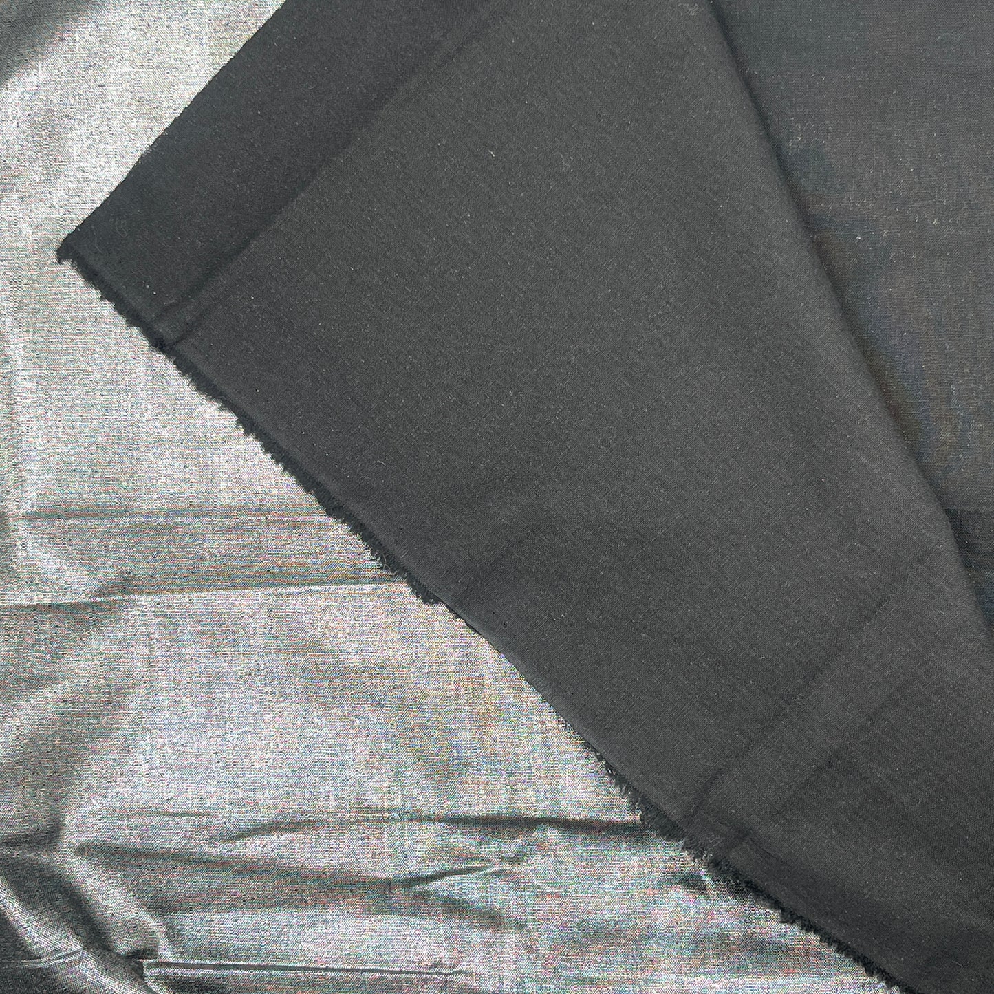 3 2/3 Yards Silvery Black Metallic Apparel Fabric, Crisp Woven Blend