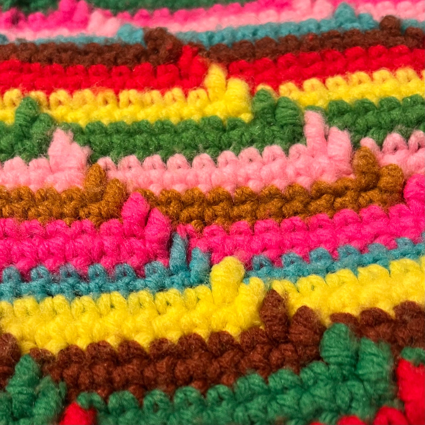 Vintage Crochet Afghan, Bright Chevron Stripe, 36" x 54"
