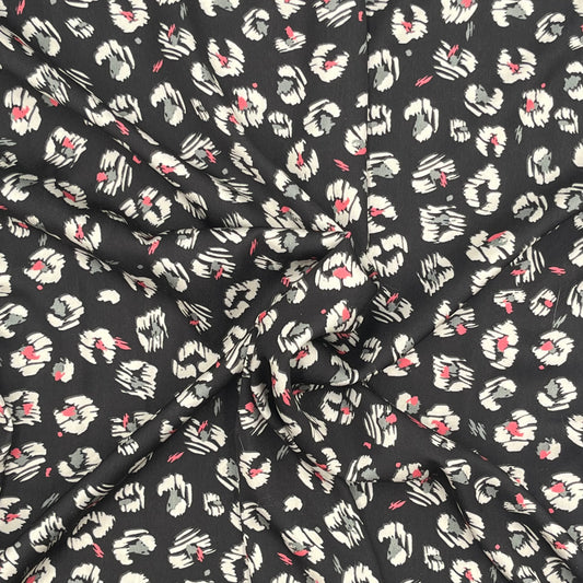 2 8/10 Yards Leopard Print Charmeuse, Polyester, Designer Deadstock