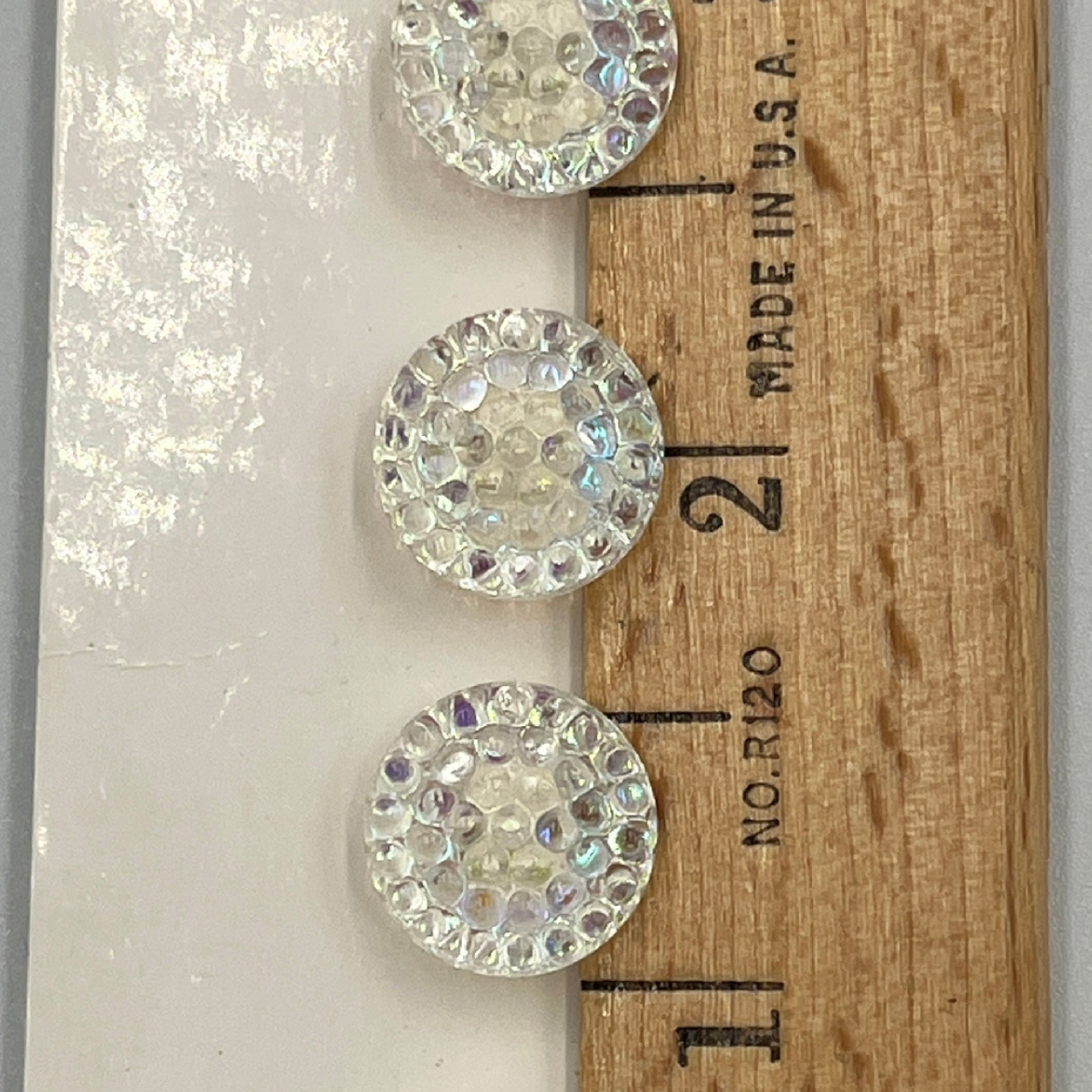 Five, 1/2 Inch Vintage Glass Buttons