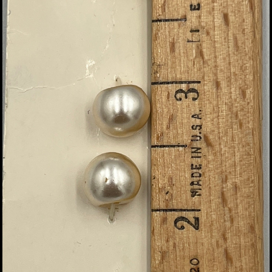 Four, 1/2 Inch Vintage Glass Pearl Buttons