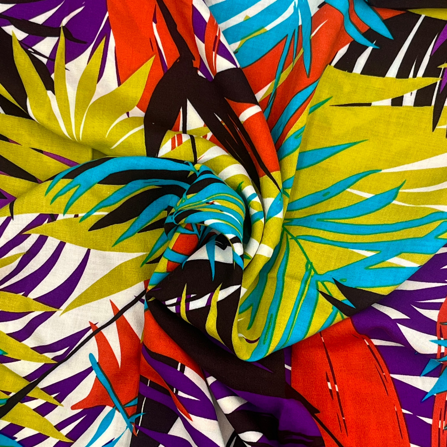 4 Yards Tropical Foliage Print - Rayon Challis