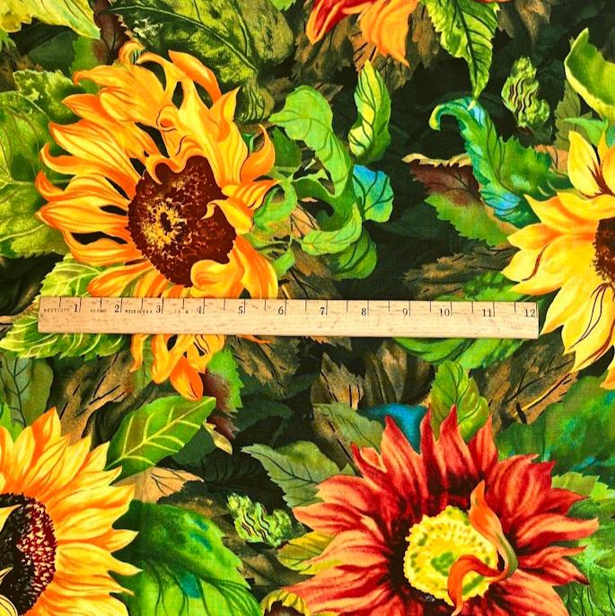 2 Yards Oversized Sunflower Print - Cotton