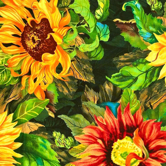 2 Yards Oversized Sunflower Print - Cotton